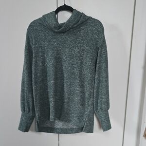 Anthropologie Heathered Green Cowl Neck Sweater